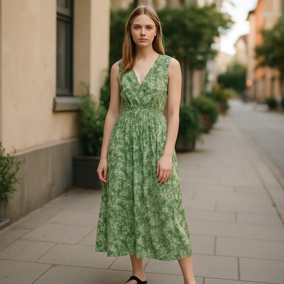 NWT STEVE MADDEN GREEN SNAKE PRINT MAXI DRESS - Picture 1 of 7